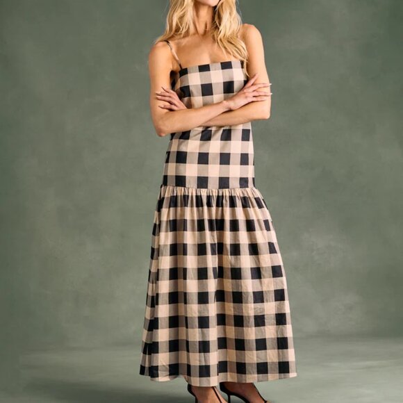 NWT SER.O.YA Maxi Linen plaid pattern dress small aydan - Picture 1 of 4
